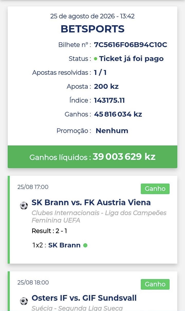 Bilhete da IA ganho